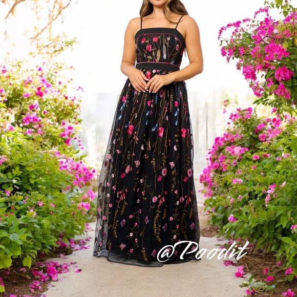 INA Stunning embroidered floral maxi dress S M L - Picture 2 of 10